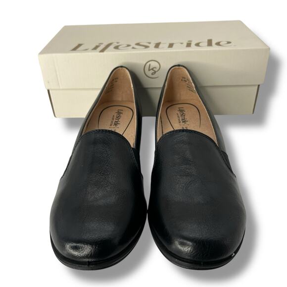 NEW Life Stride Black Loafers Size 8.5 Slip On Leather Flats Comfort Walking NWT - Picture 8 of 12